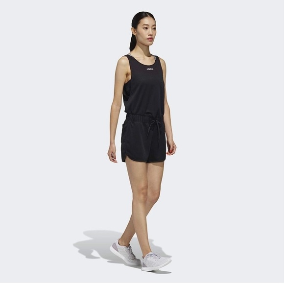 Adidas AAA Performance Scoop Neck Tank Romper Jumpsuit Black Size Medium - Picture 1 of 16
